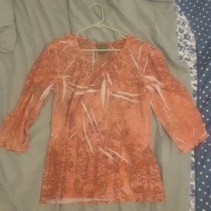 Women's jane ashley 3/4 sleeve size large pink top